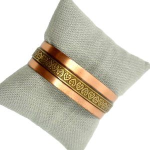 VINTAGE SOLID COPPER HEARTS CUFF WOMEN’S BRACELET